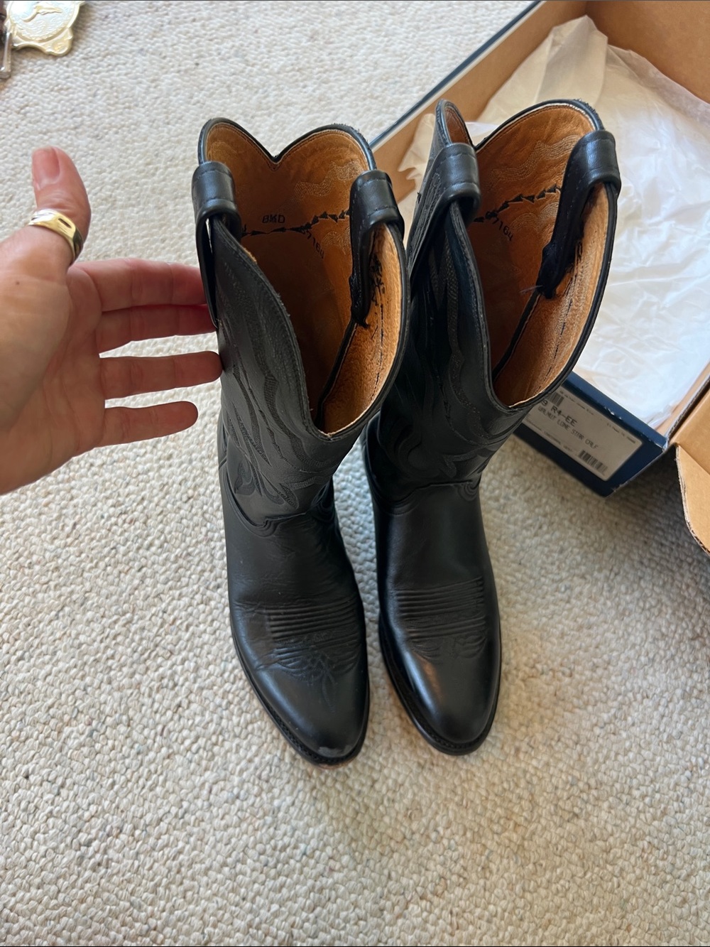 Lucchese Black Embroidered Western Boots - Picture 4 of 7